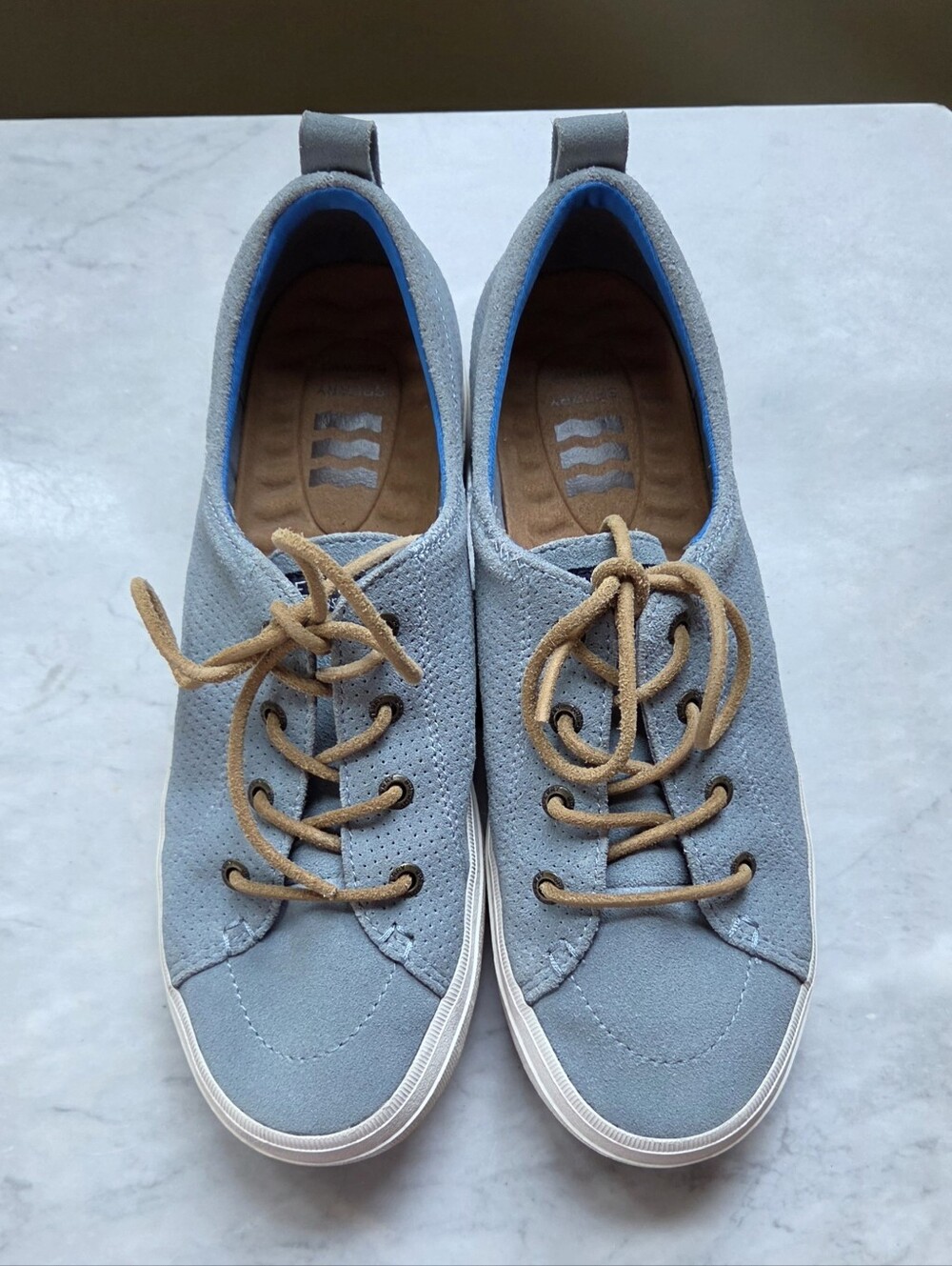 Sperry Crest Vibe Plushwave Vapor Grey Leather Perforated Sneakers Women's 8 - Picture 11 of 11